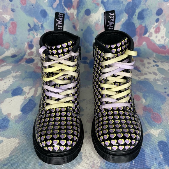 Dr. Martens 1460 Patent Heart Printed Lace Up Boots Toddler Size 10.too small :( - Picture 2 of 7